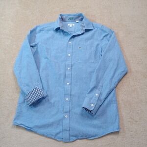 Lacoste Button Up Long‎ Sleeve Flip Cuff Men's Size 16 Blue